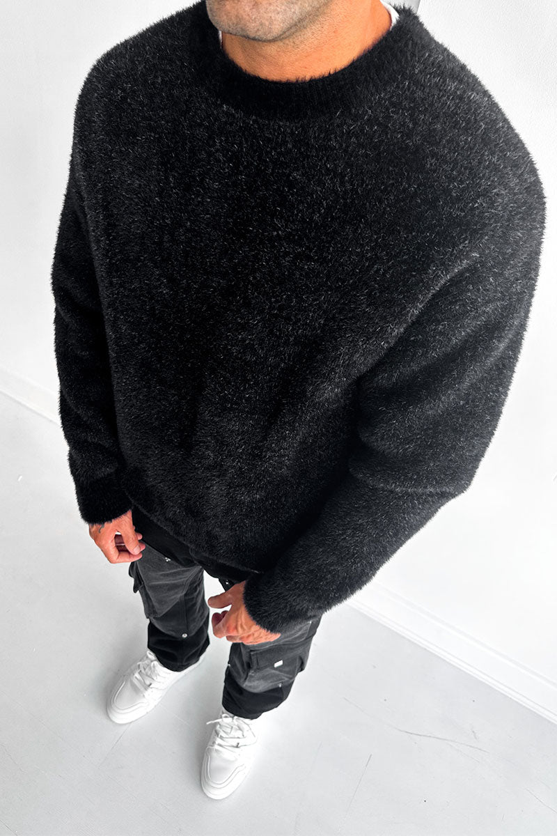 Mohair Crew Neck Sweatshirt - Black