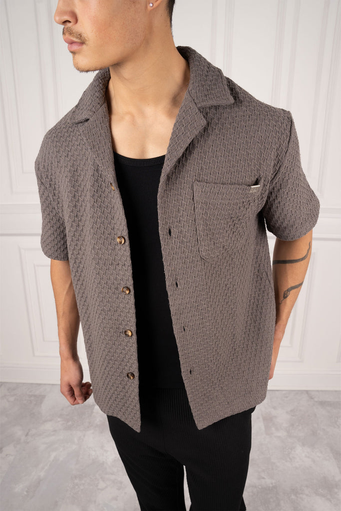 Oversized Waffle Oversize Shirt - Charcoal