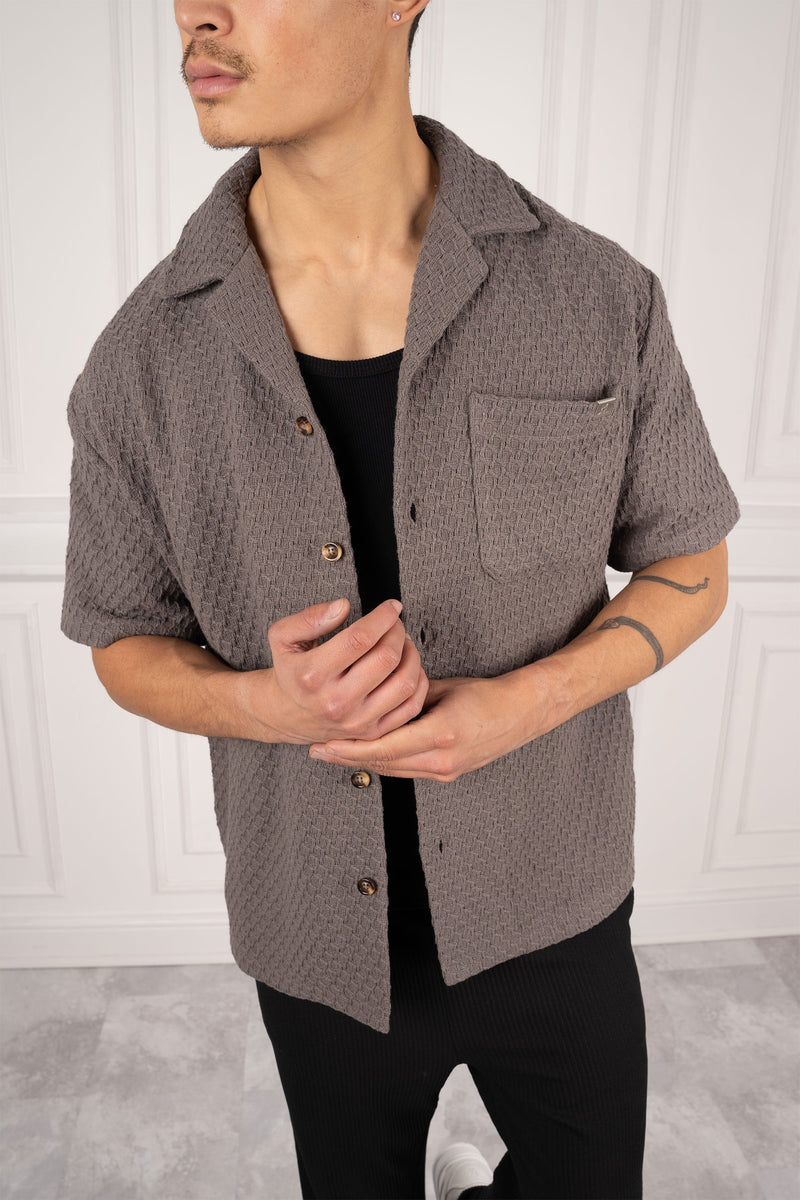 Oversized Waffle Oversize Shirt - Charcoal