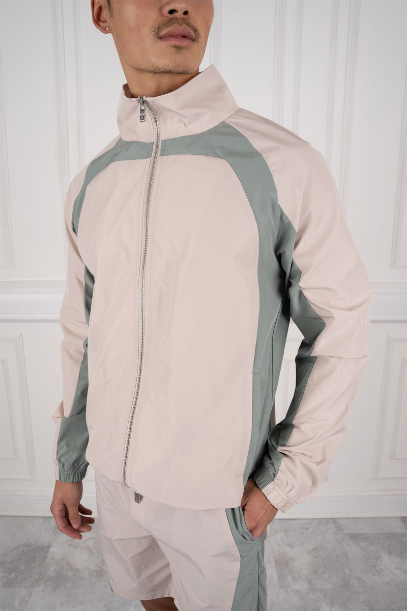 Nylon Track Jacket - Off White/Sage