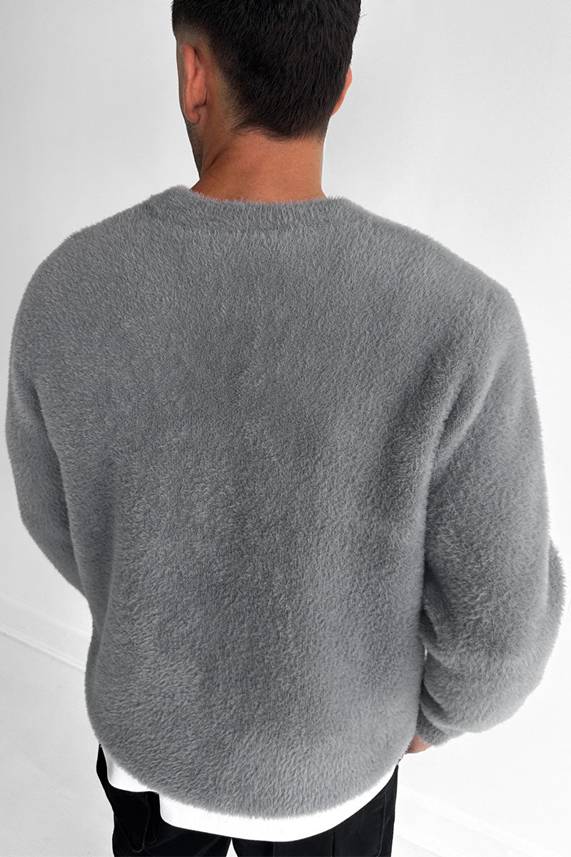 Mohair Crew Neck Sweatshirt - Grey