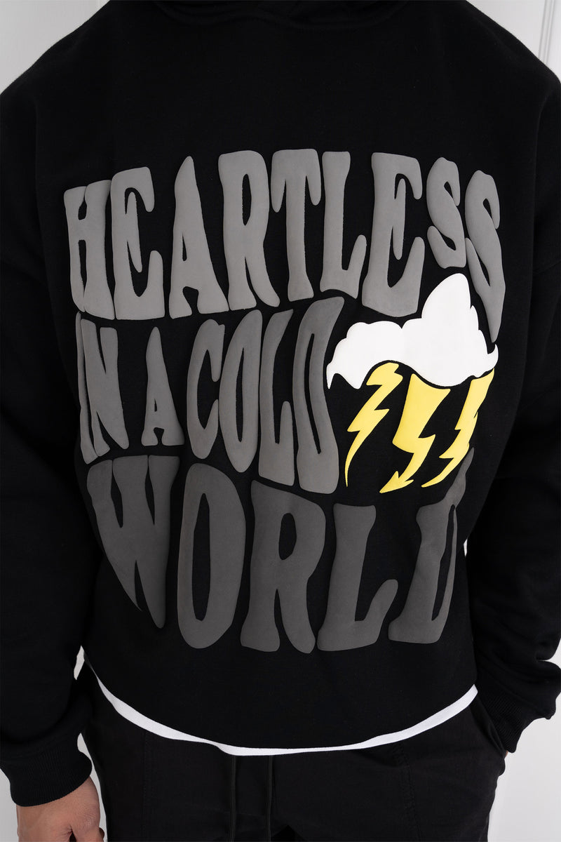 Heartless Puff Print Hoodie - Black