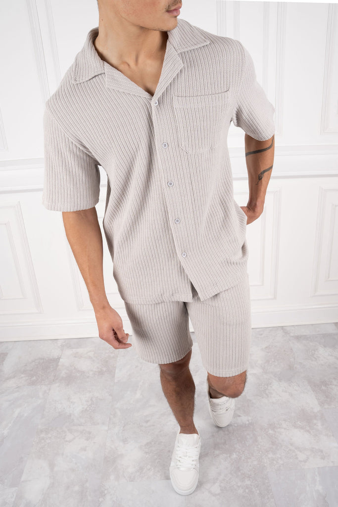 Textured Ribbed Shirt - Grey