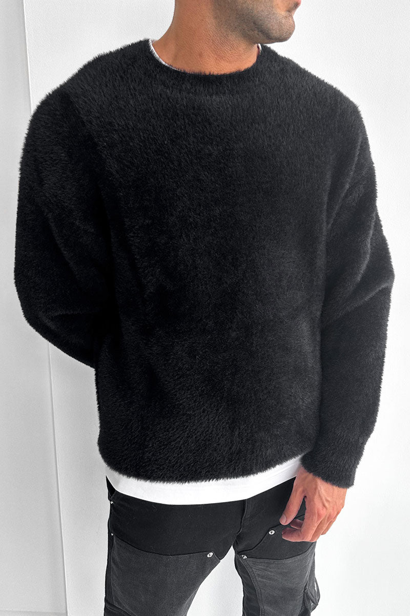 Mohair Crew Neck Sweatshirt - Black