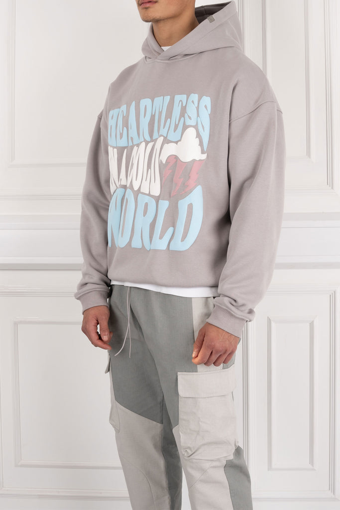 Heartless Puff Print Hoodie - Grey