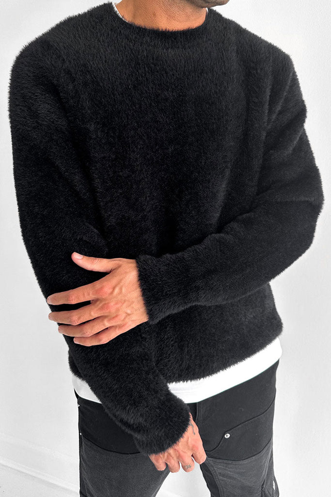 Mohair Crew Neck Sweatshirt - Black