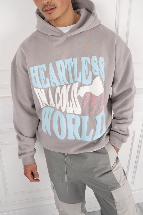 Heartless Puff Print Hoodie - Grey