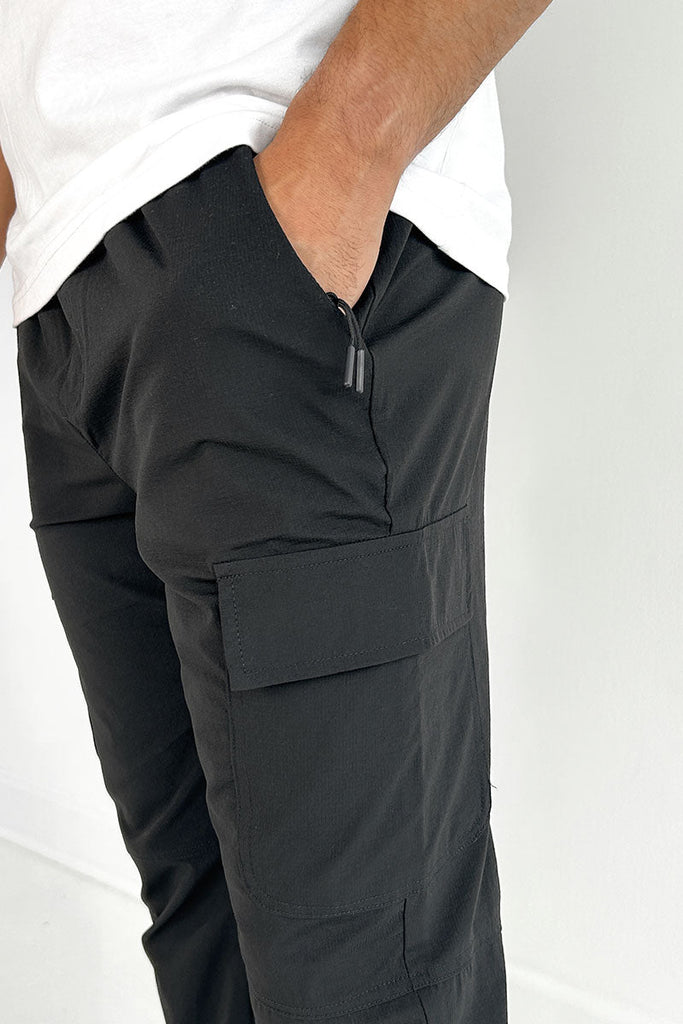 Nylon Split Hem Cargo - Black