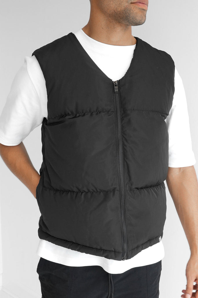 Cropped Puffer Gilet - Black