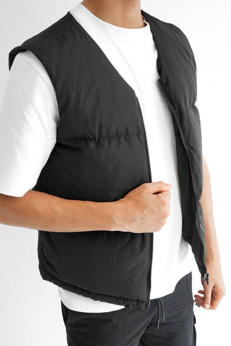 Cropped Puffer Gilet - Black