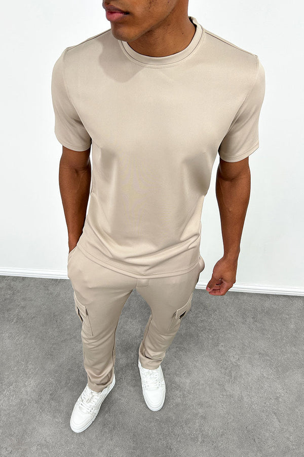 Day To Day Scuba Slim Fit T-Shirt - Taupe