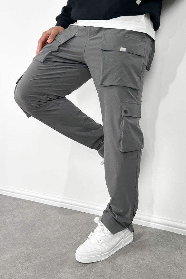 Contrast Band Snap Cargo Pant - Charcoal