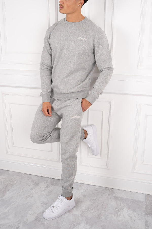 Day To Day Crew Neck Full Tracksuit - Grey Marl