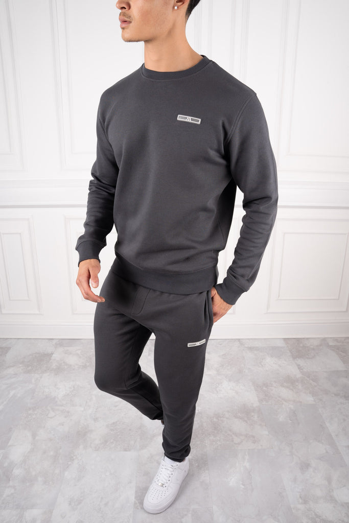 Day To Day Crew Neck TS Joggers - Charcoal