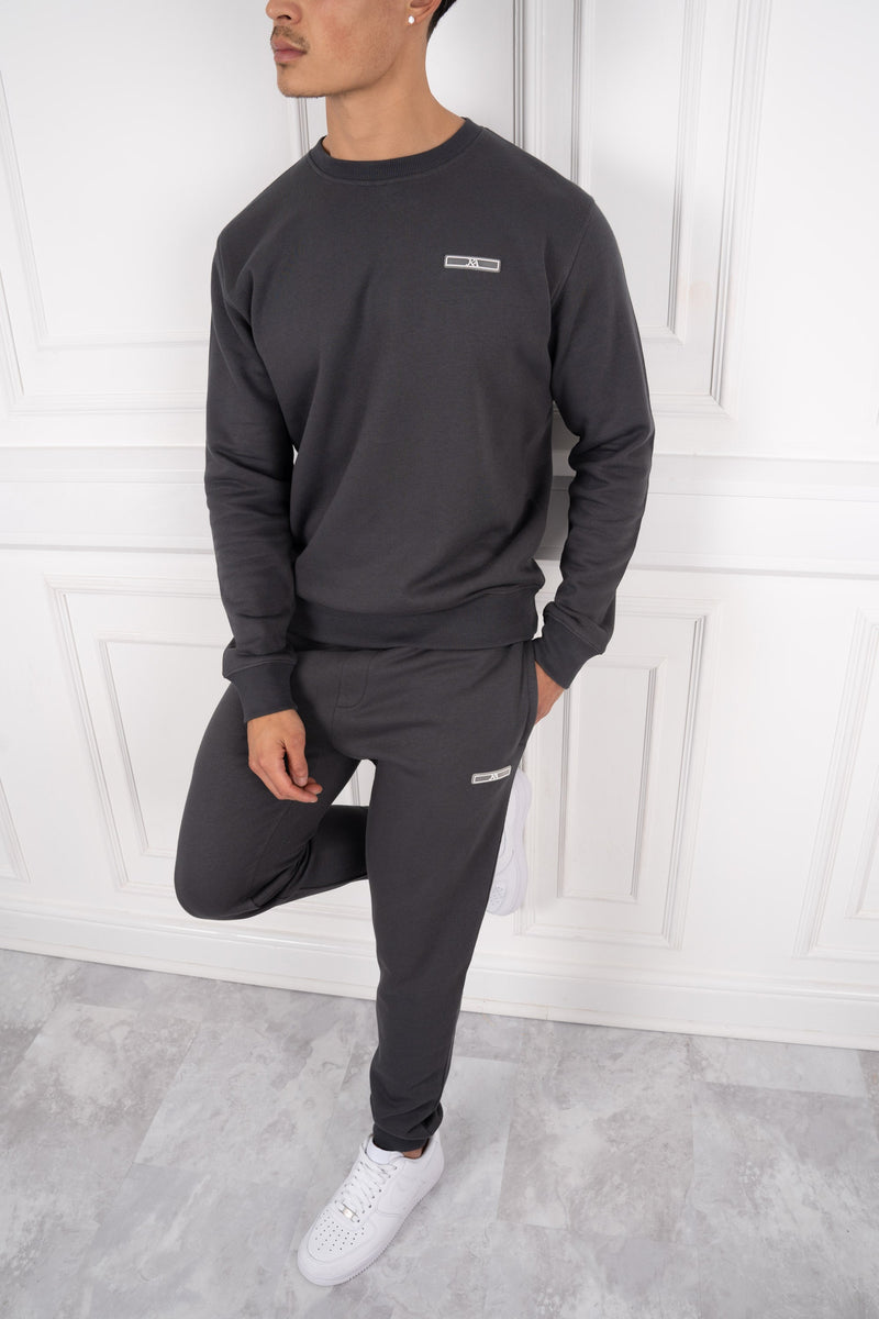 Day To Day Crew Neck Full Tracksuit - Charcoal