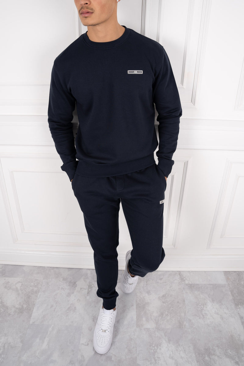 Day To Day Crew Neck TS Joggers - Navy