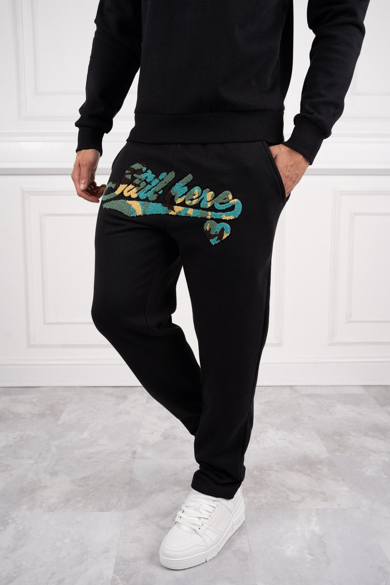 Still Here Varsity Crest Crewneck Tracksuit - Black Camo