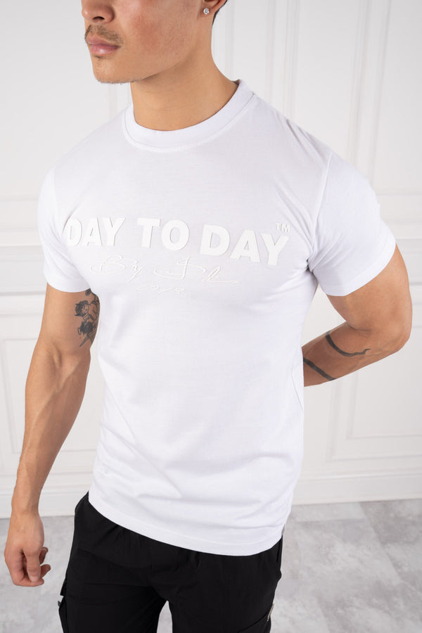 Day To Day Rubber Print Slim Fit T-Shirt - White