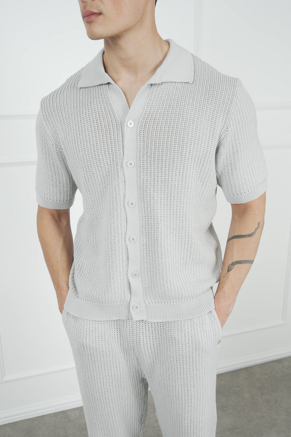 Relaxed Crochet Shirt - Grey