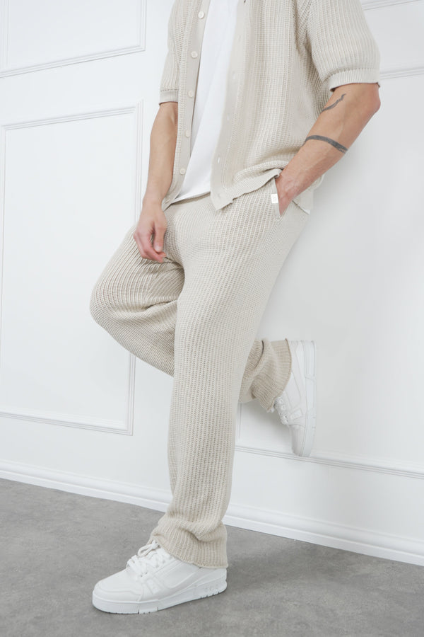 Relaxed Crochet Jogger - Stone
