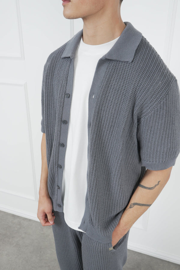 Relaxed Crochet Shirt - Charcoal