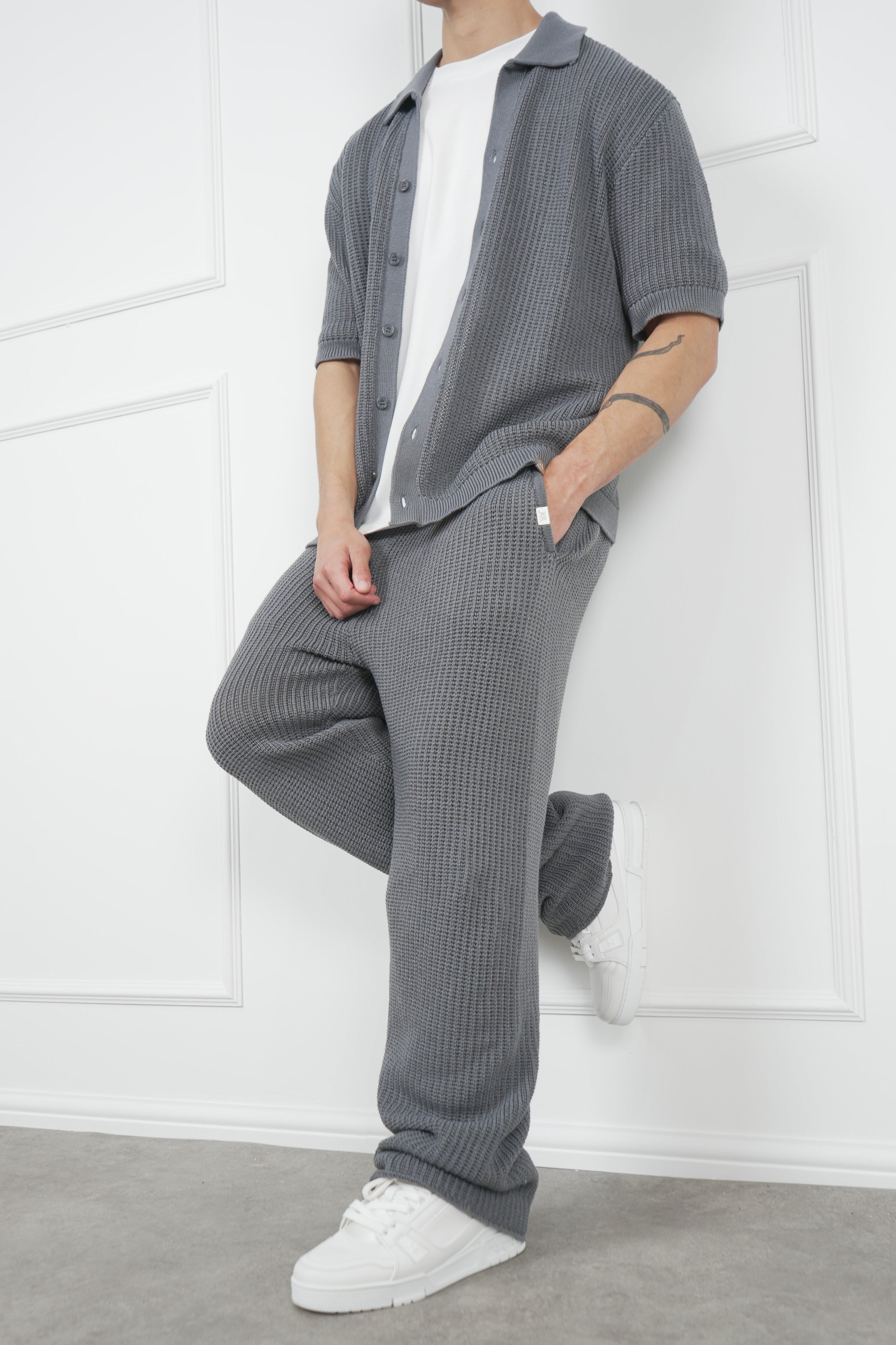 Relaxed Crochet Jogger - Charcoal