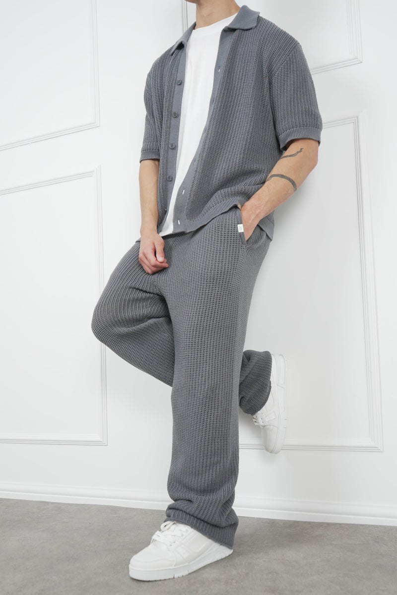 Relaxed Crochet Jogger - Charcoal