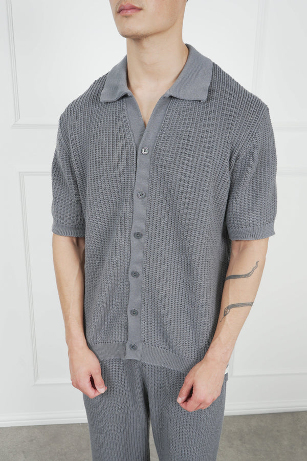 Relaxed Crochet Shirt - Charcoal