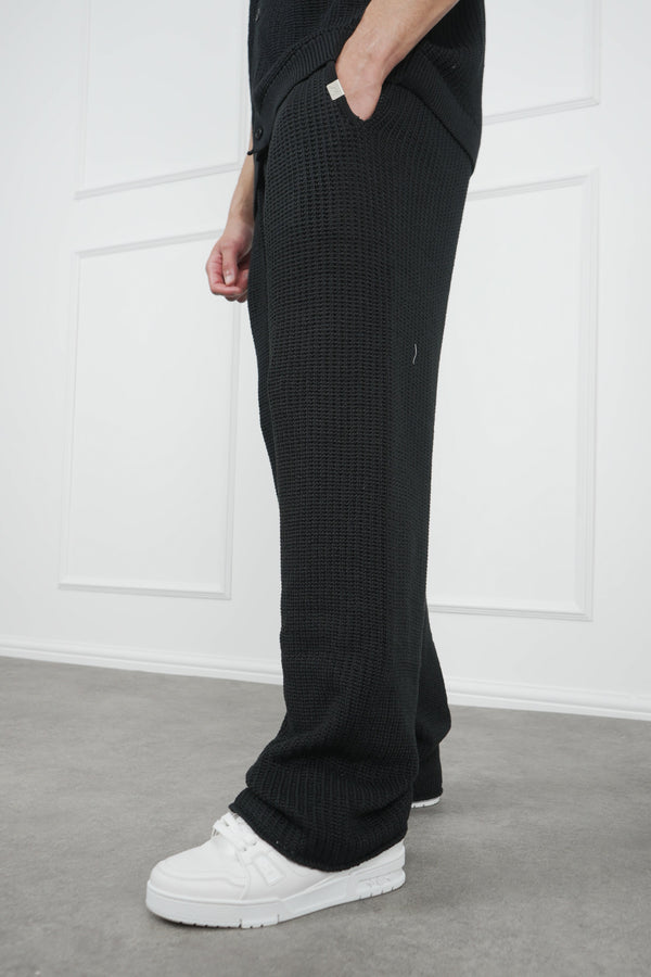 Relaxed Crochet Jogger - Black