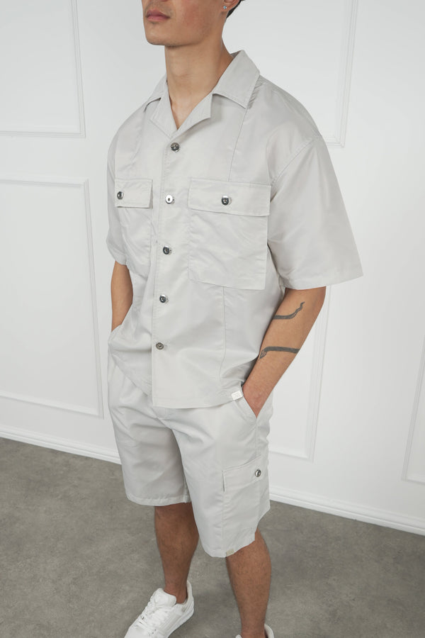 Nylon Cargo Shorts - Light Grey