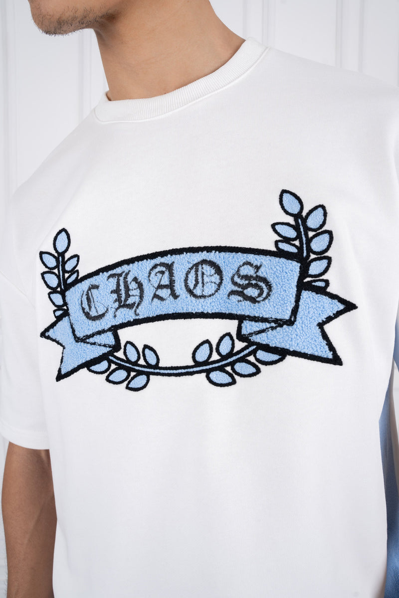 Chaos Crest T-Shirt - White/Pale Blue