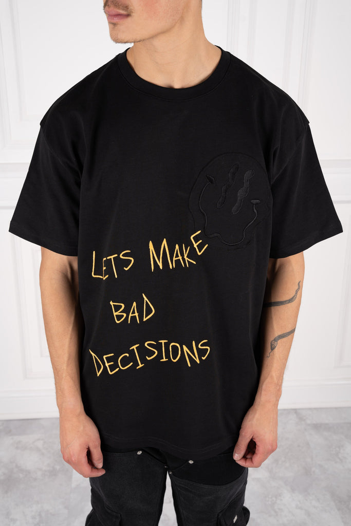 Lets Make Bad Decisions Oversized T-Shirt - Washed Black