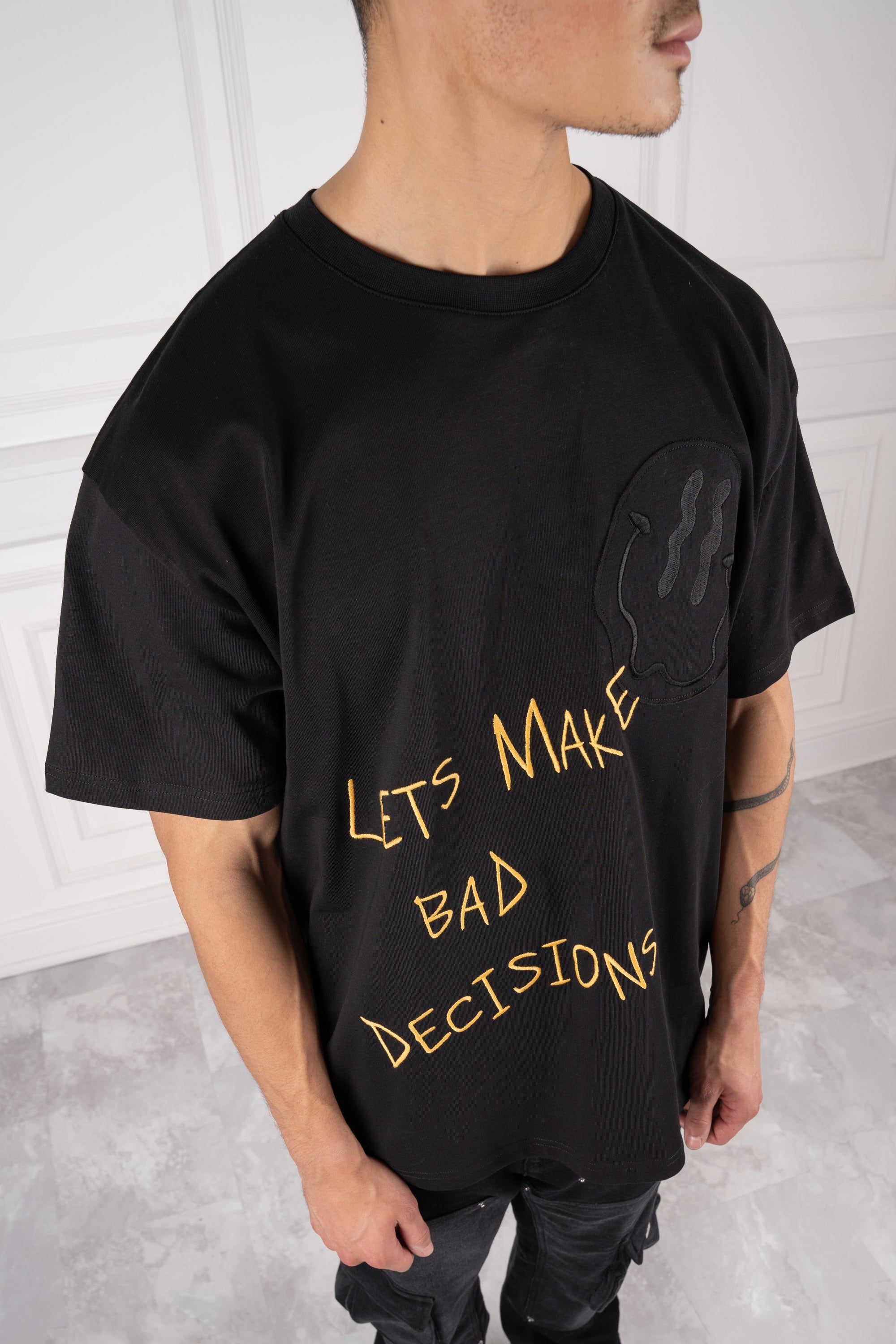 Lets Make Bad Decisions Oversized T-Shirt - Washed Black