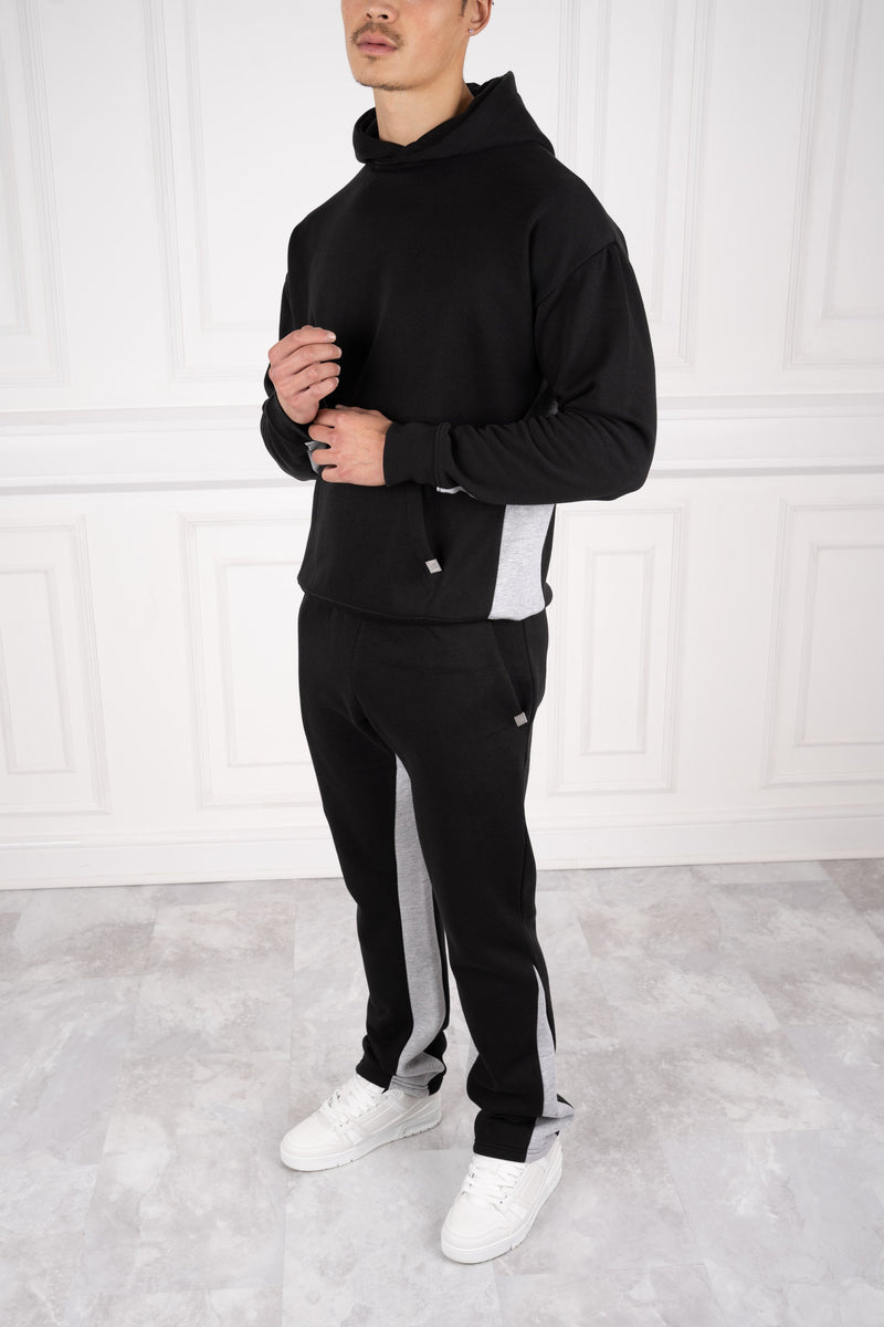 Vintage Flare Panel Tracksuit Joggers - Black/Grey