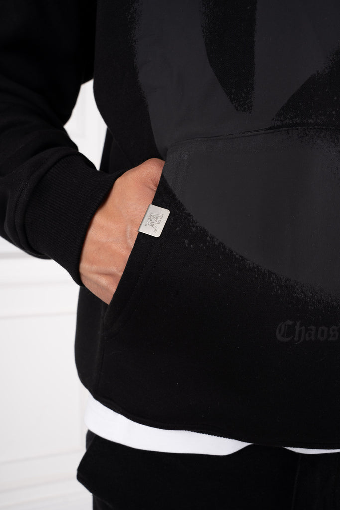 Chaos Will Reign Spray Oversized Hoodie - Black