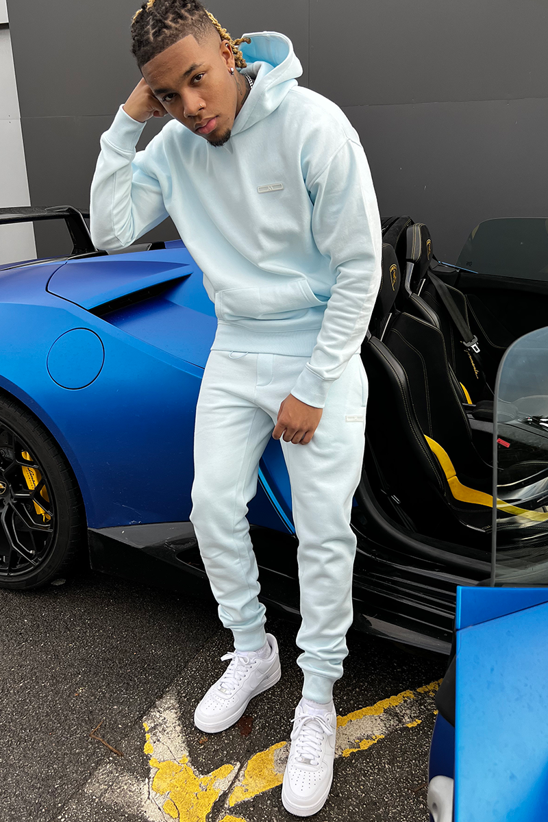 Day To Day Slim Fit Full Tracksuit - Pastel Blue