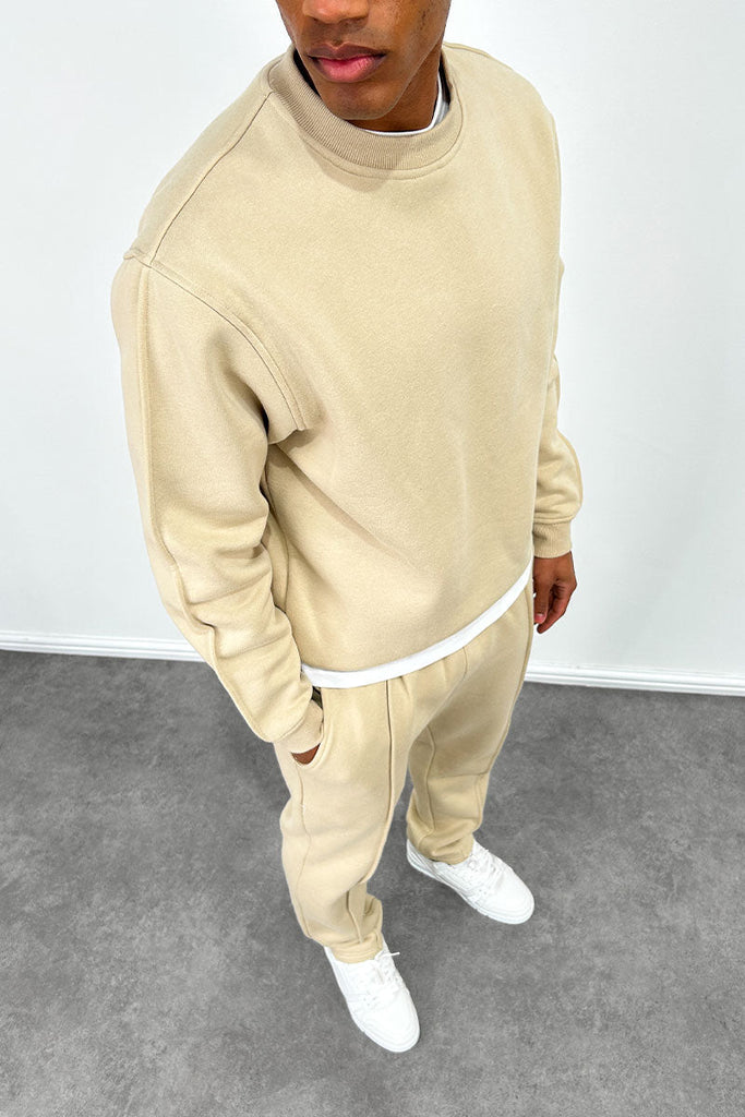 Capone Oversized High Neck Sweatshirt - Taupe