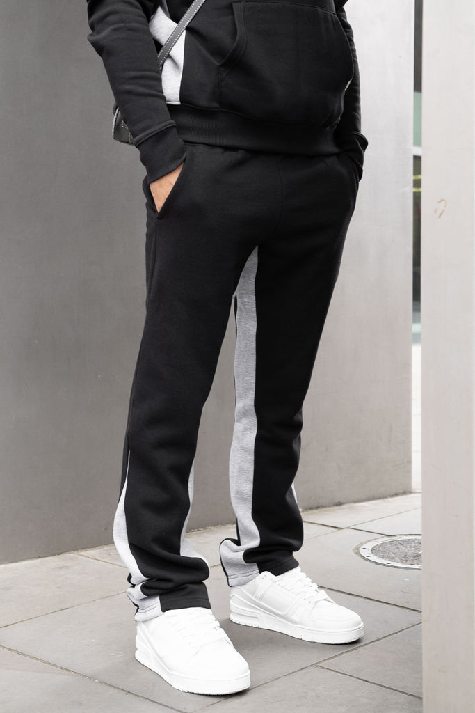 Vintage Flare Panel Tracksuit Joggers - Black/Grey