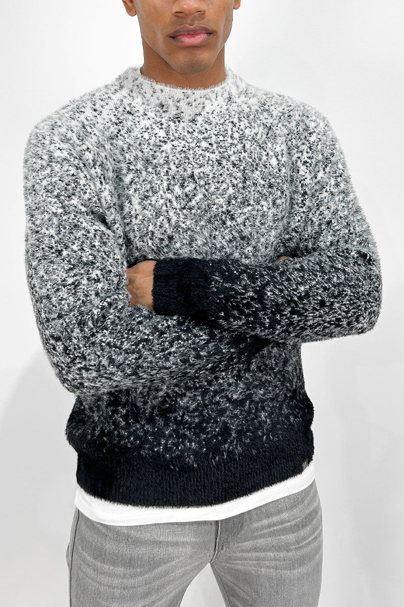 Gradient Fade Mohair Sweatshirt - Black