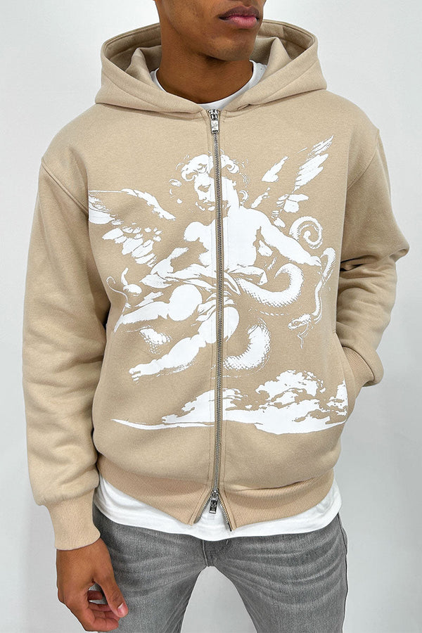 Cherub Double Zip Hoodie - Stone