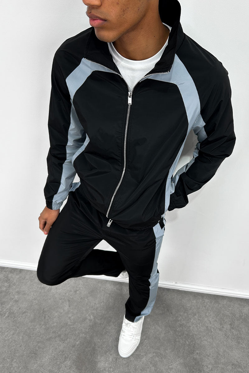 Nylon Track Pants  - Black/Pale Blue