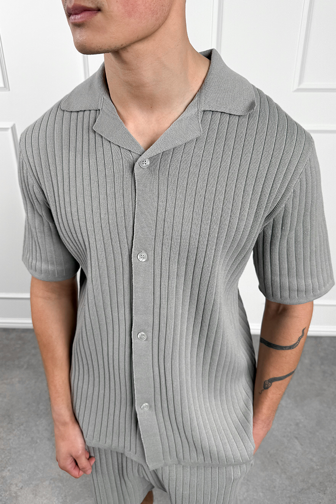 Pleated Revere Shirt - Grey