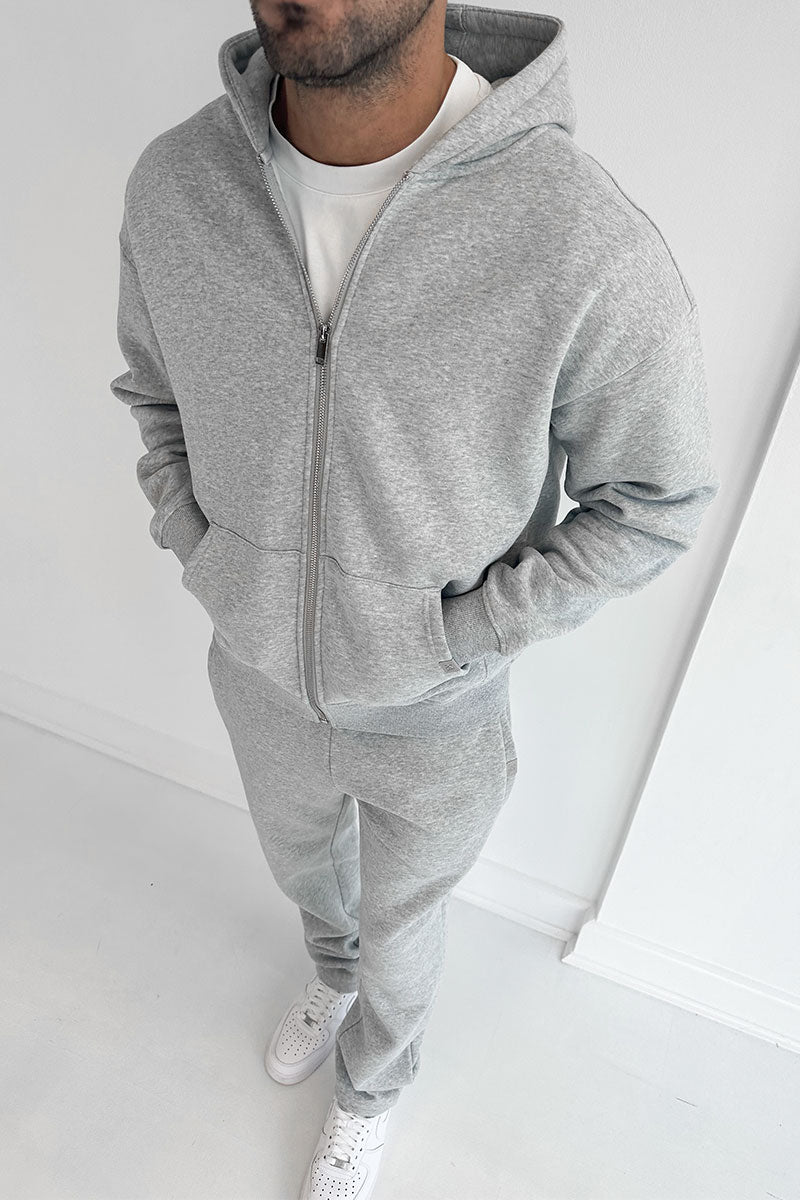 Essential Zip-Up Hoodie - Grey Marl