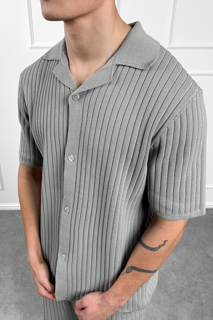 Pleated Revere Shirt - Grey