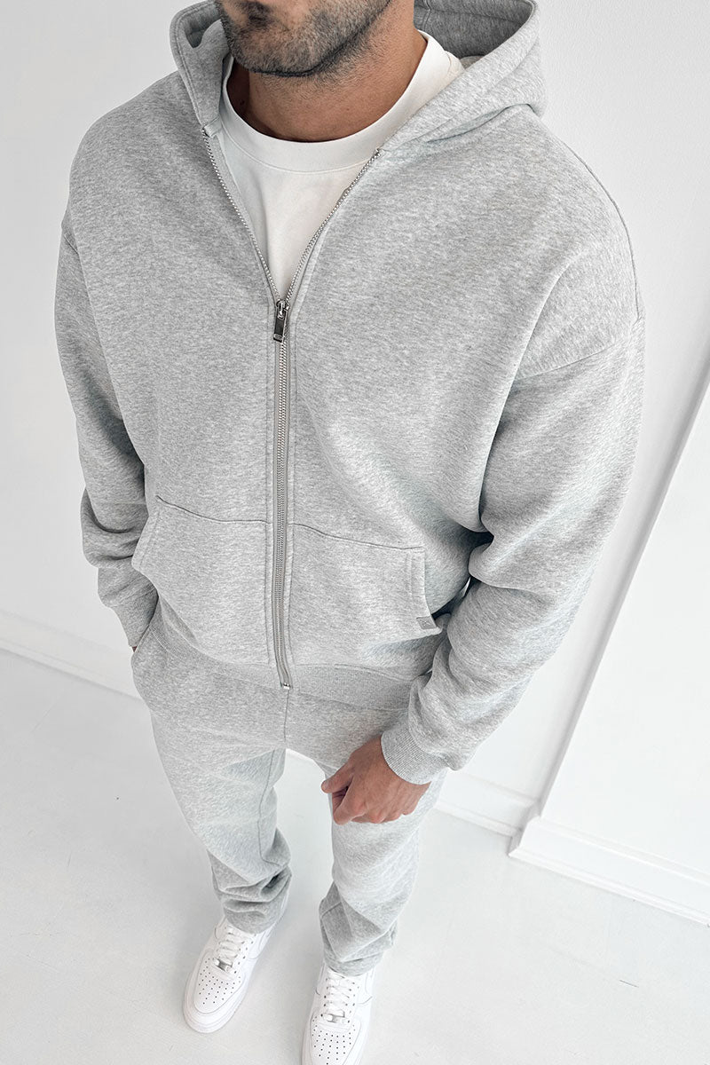 Essential Zip-Up Hoodie - Grey Marl