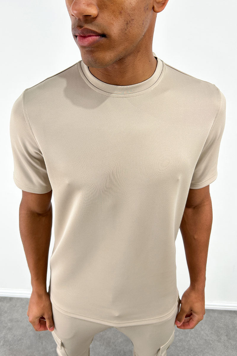 Day To Day Scuba Slim Fit T-Shirt - Taupe