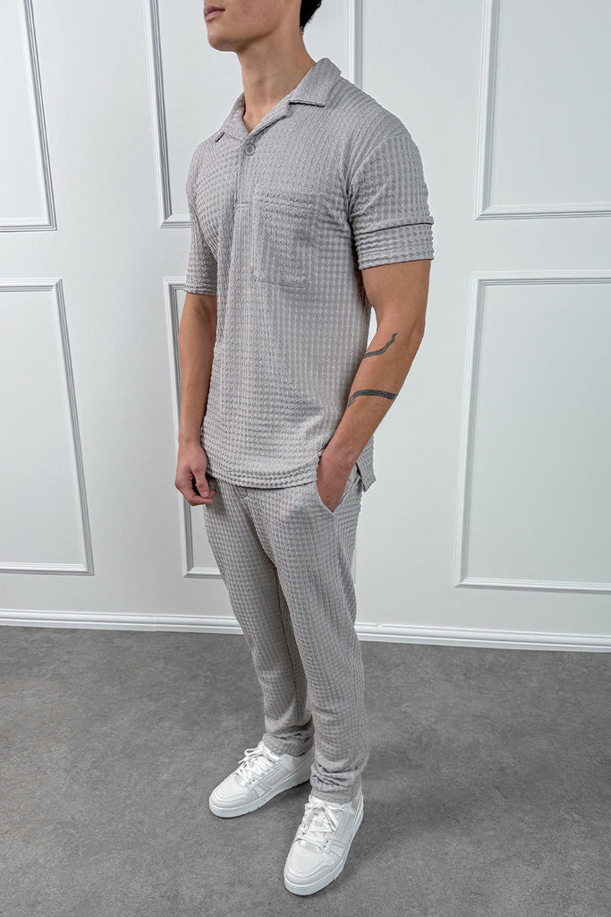 Structured Open Neck Polo - Grey