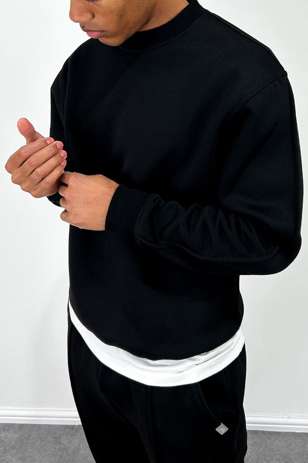 Capone Oversized High Neck Sweatshirt - Black