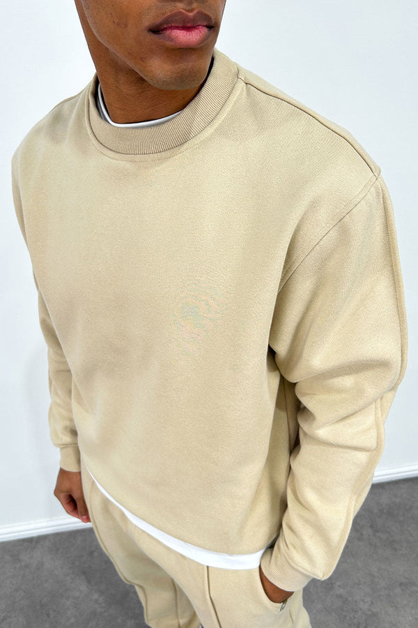 Capone Oversized High Neck Sweatshirt - Taupe