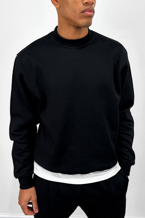 Capone Oversized High Neck Sweatshirt - Black